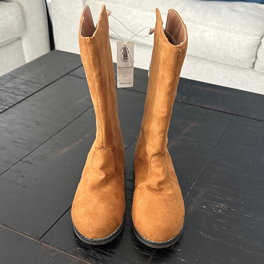 NWT Tan Microfiber Boots - Size 1